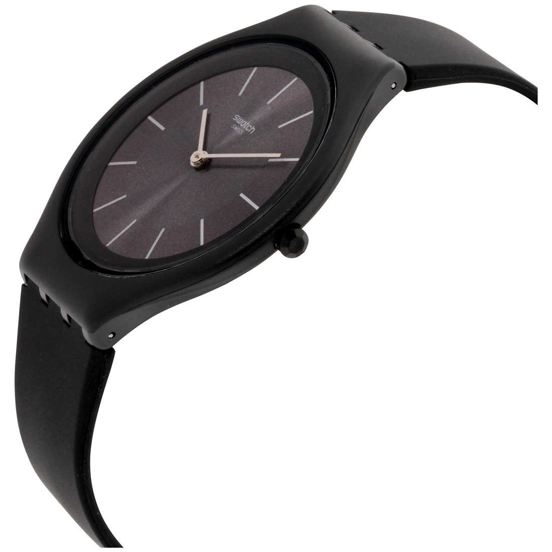 Swatch Skin Irony Stainless Steel Quartz Leather Strap In