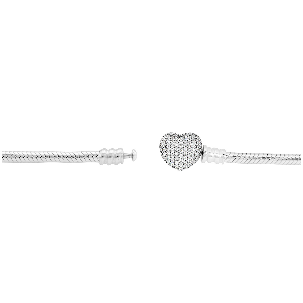 Pandora Moments Silver Bracelet With Pave Heart Clasp 590727CZ-20 ...