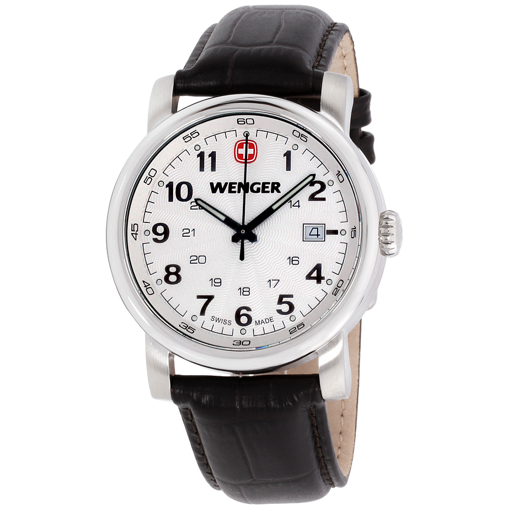 Wenger Urban Classic White Dial Leather Strap Men's Watch 011041101 ...