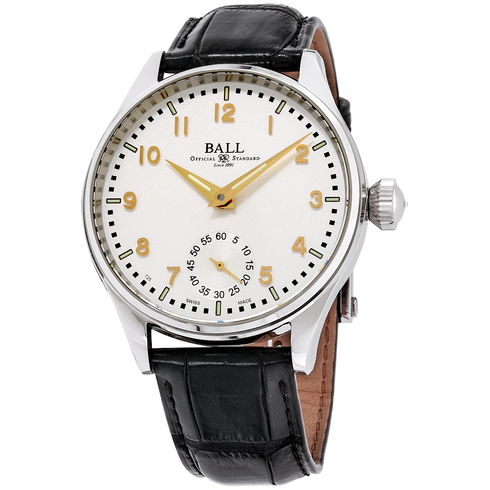 Ball Trainmaster Officer Hand Wind Movement White Dial Men's Watch ...