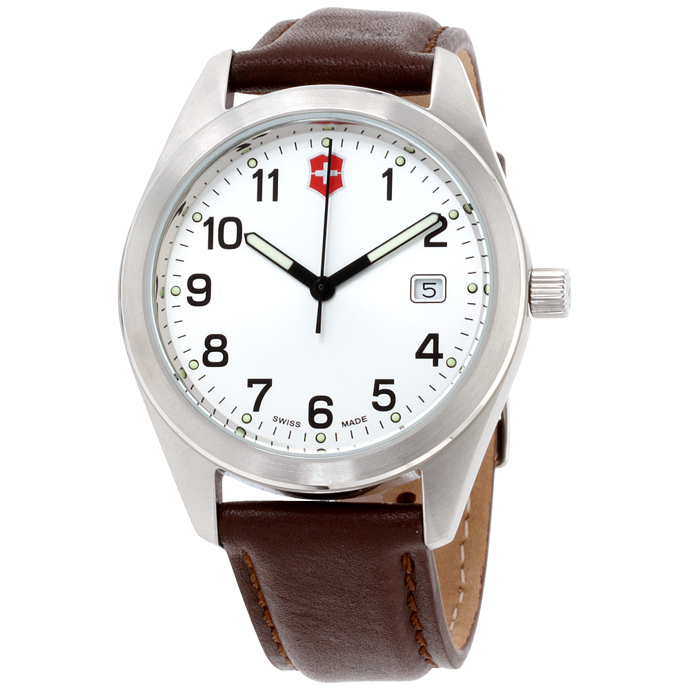 white dial leather strap watch