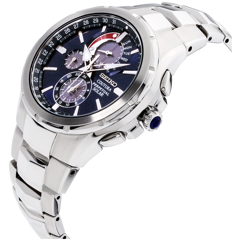 seiko solar blue dial men's watch