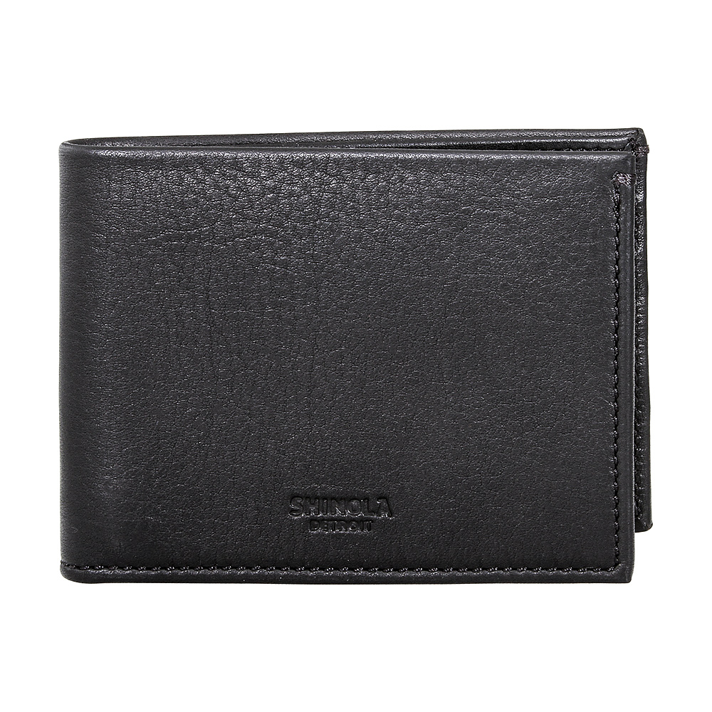 Shinola Detroit Men's Small Black Leather Silm Bifold Wallet ...