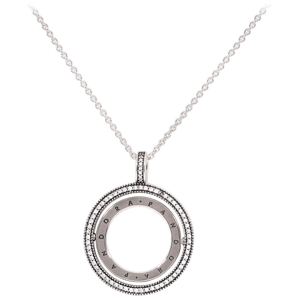 pandora logo spinning necklace