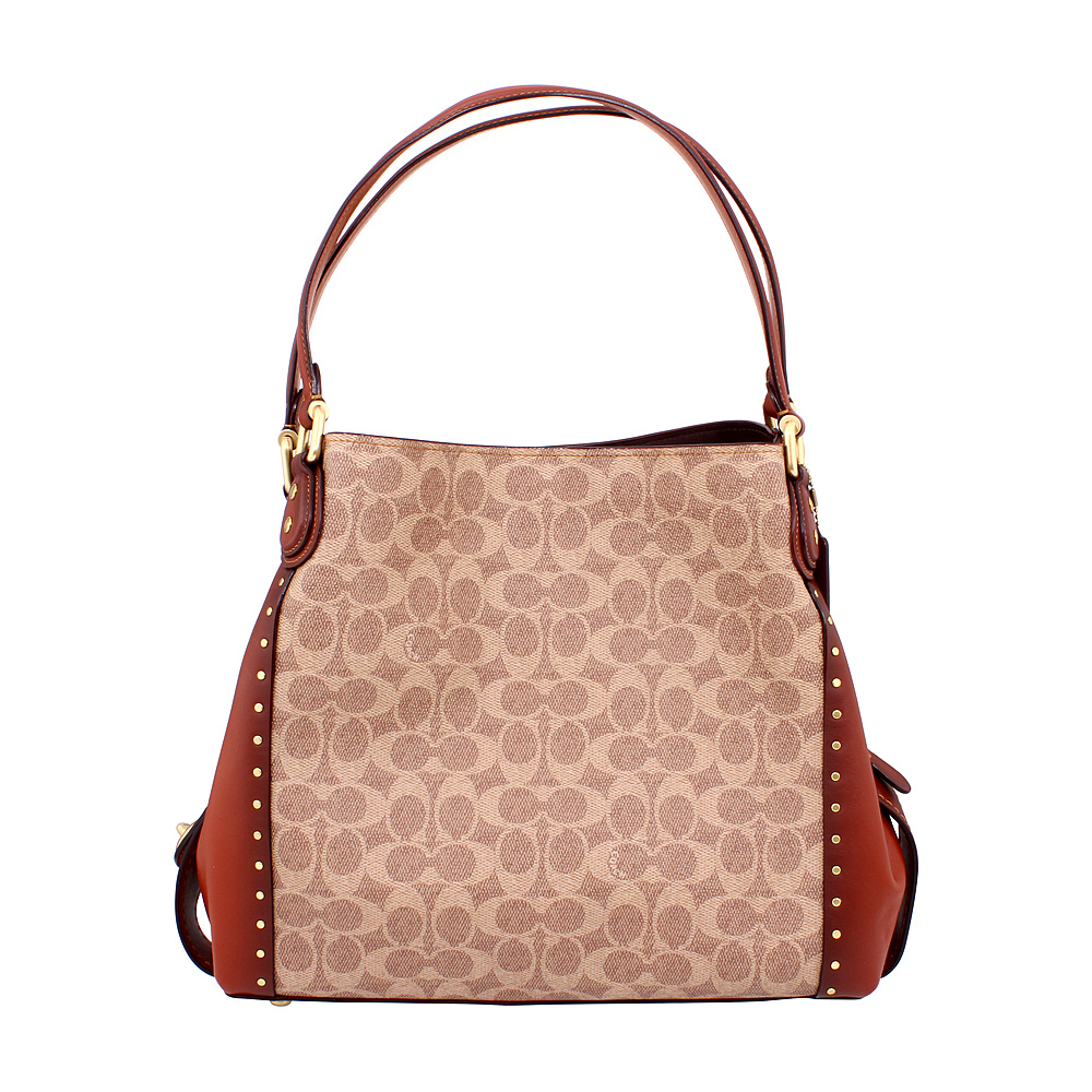 coach edie shoulder bag 31 in signature leather with border rivets