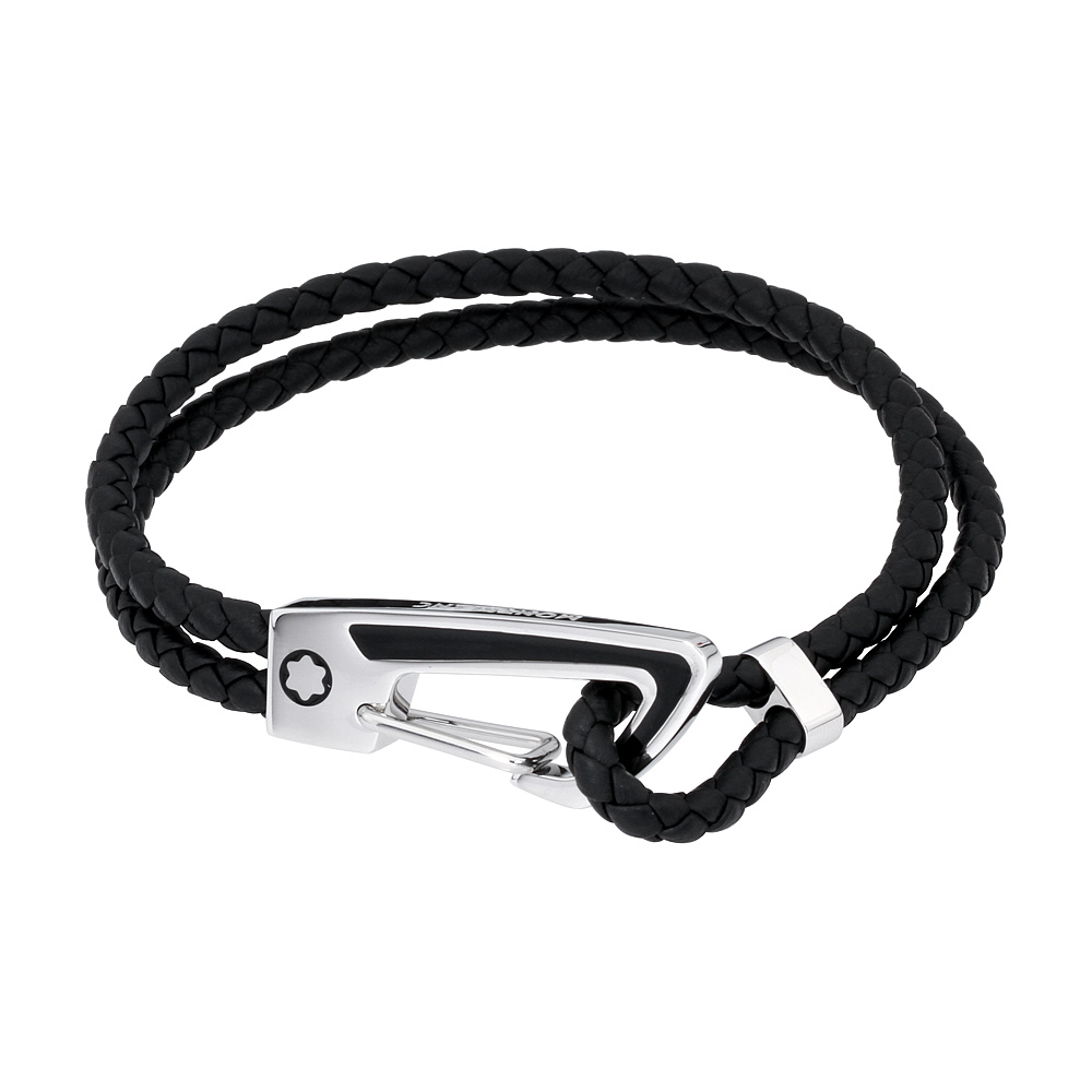 Montblanc Nightflight Black Woven Leather Men's Bracelet 11855663 ...