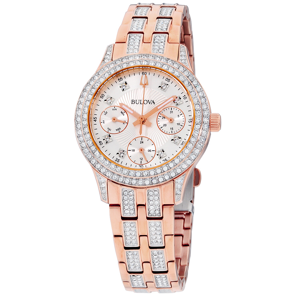 Bulova Crystal Silver Dial Stainless Steel Ladies Watch 98N113 ...