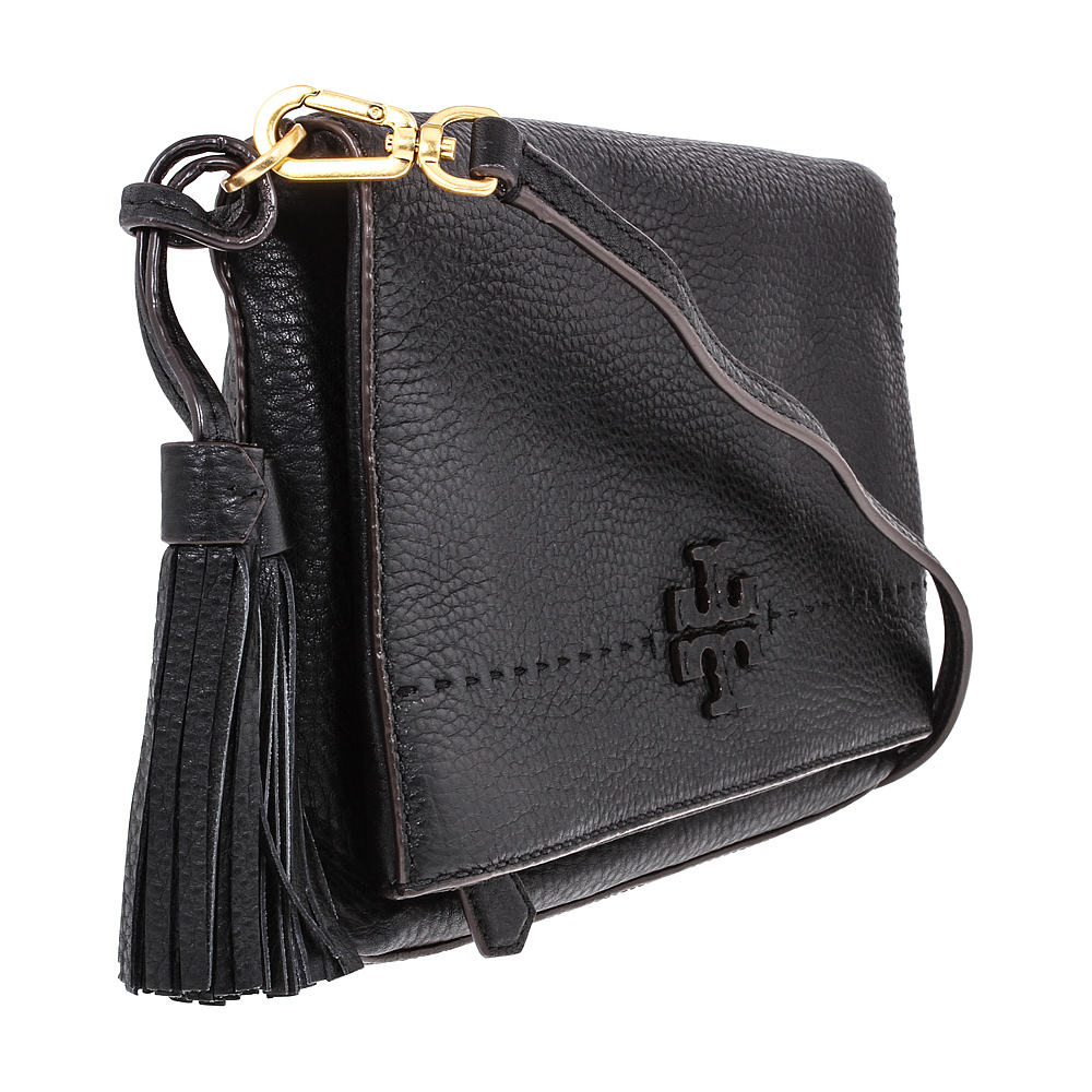 Tory Burch McGraw Ladies Small Leather Foldover Crossbody 44559-001 ...