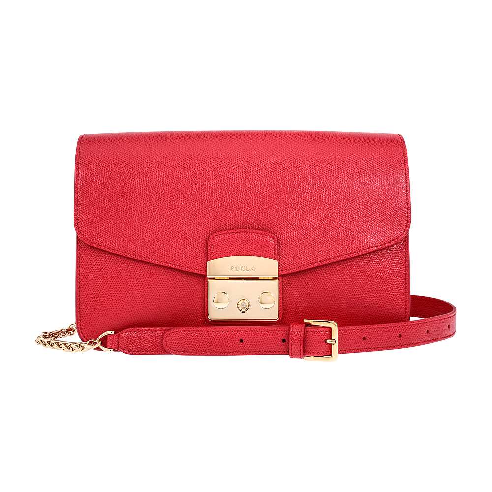 Furla Metropolis Ladies Small Red Ruby Leather Shoulder Bag 972393 ...