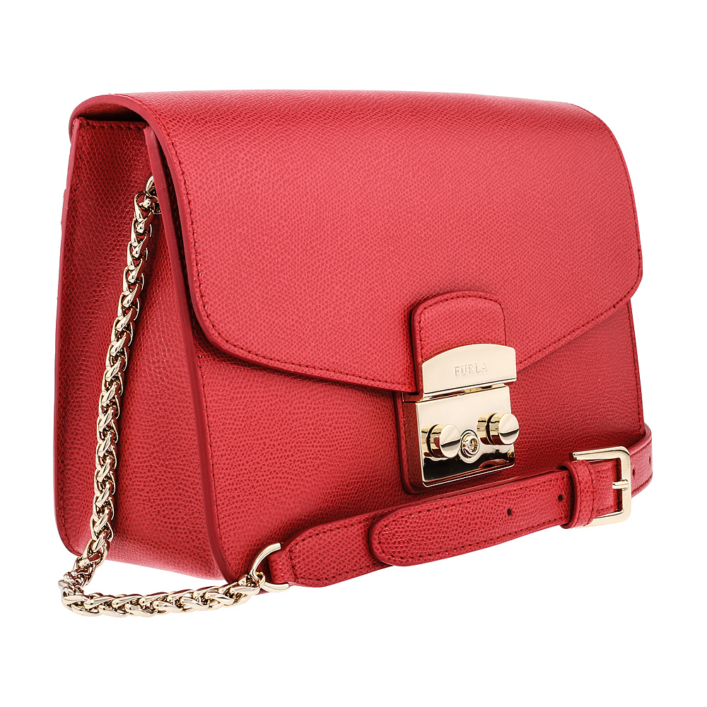 Furla Metropolis Ladies Small Red Ruby Leather Shoulder Bag 972393 ...