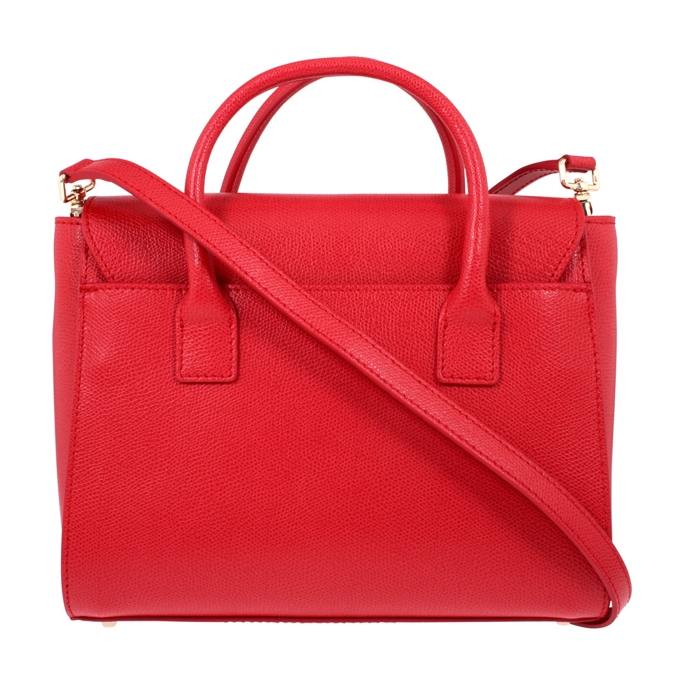 small red leather shoulder bag