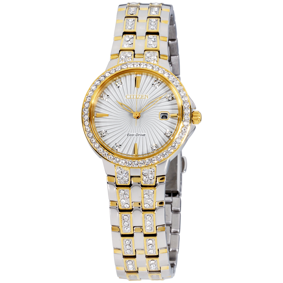 Citizen Silhouette Crystal Eco-Drive Silver Dial Ladies Watch EW2344 ...