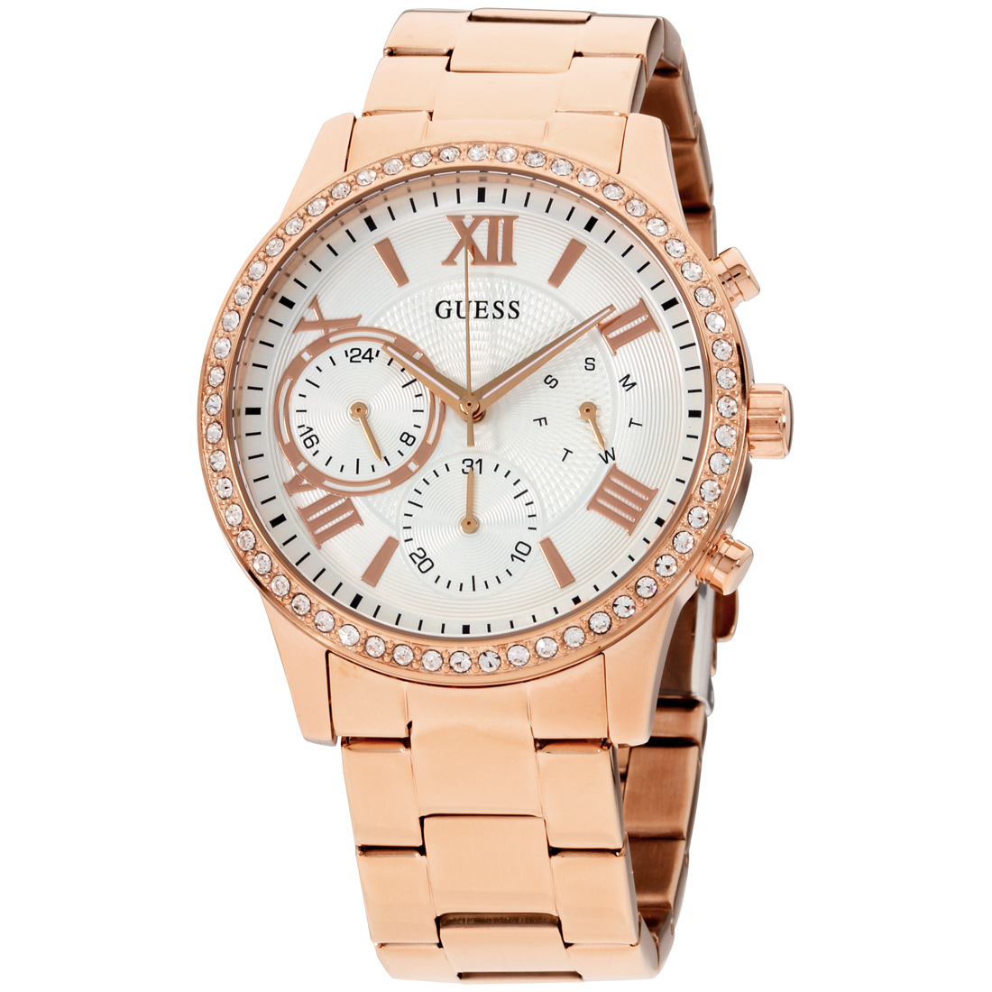 Guess Solar Quartz Movement White Dial Ladies Watch W1069L3 91661488153 ...