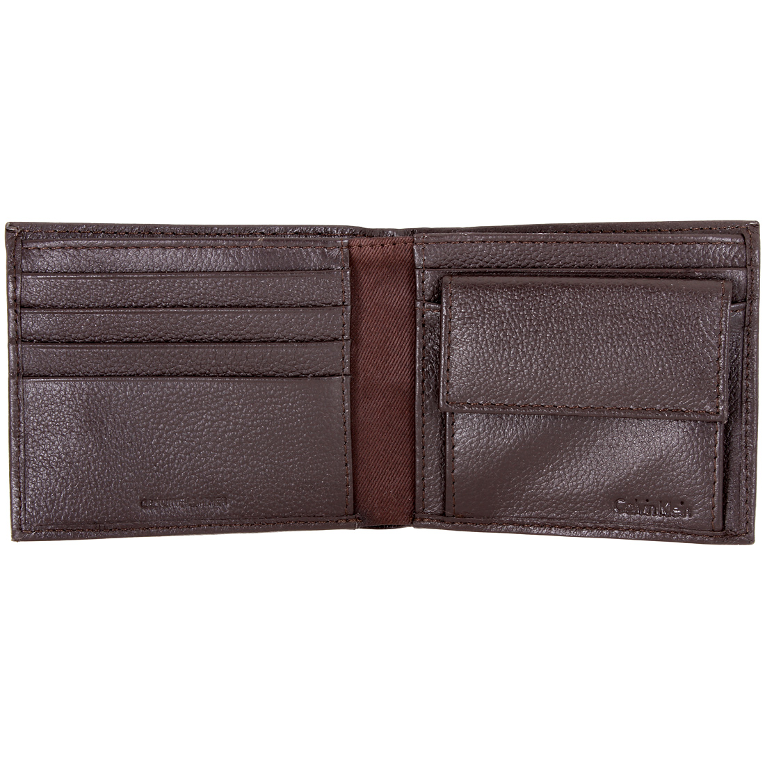 Calvin Klein Pebble Men's Medium Brown Leather Bifold Wallets 2979215 ...
