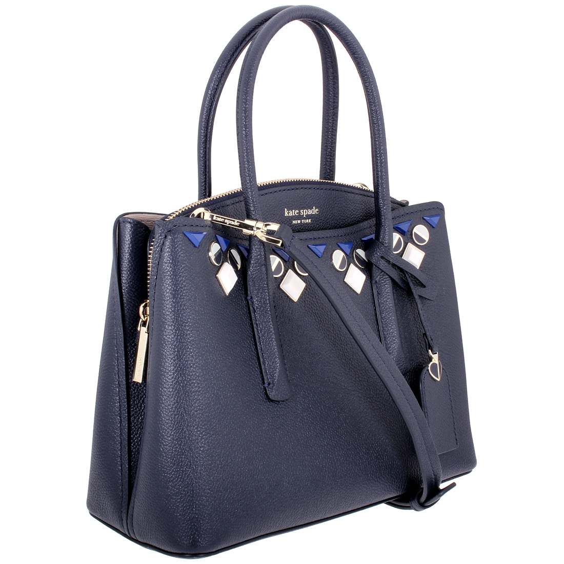 Kate Spade Margaux Jeweled Ladies Blazer Blue Leather Satchel Bag ...