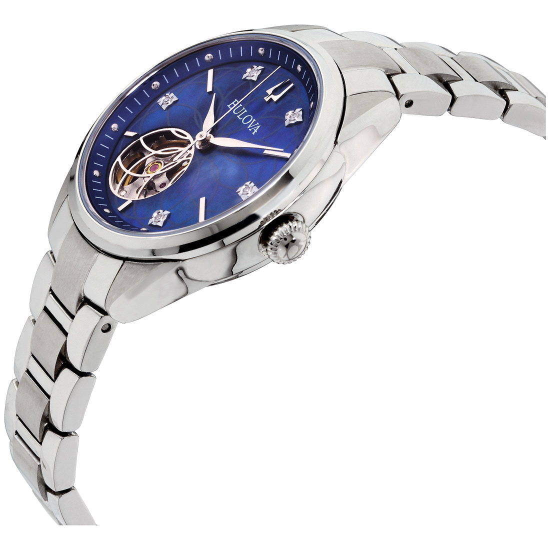 Bulova Sutton Automatic Movement Blue Dial Ladies Watch 96P191