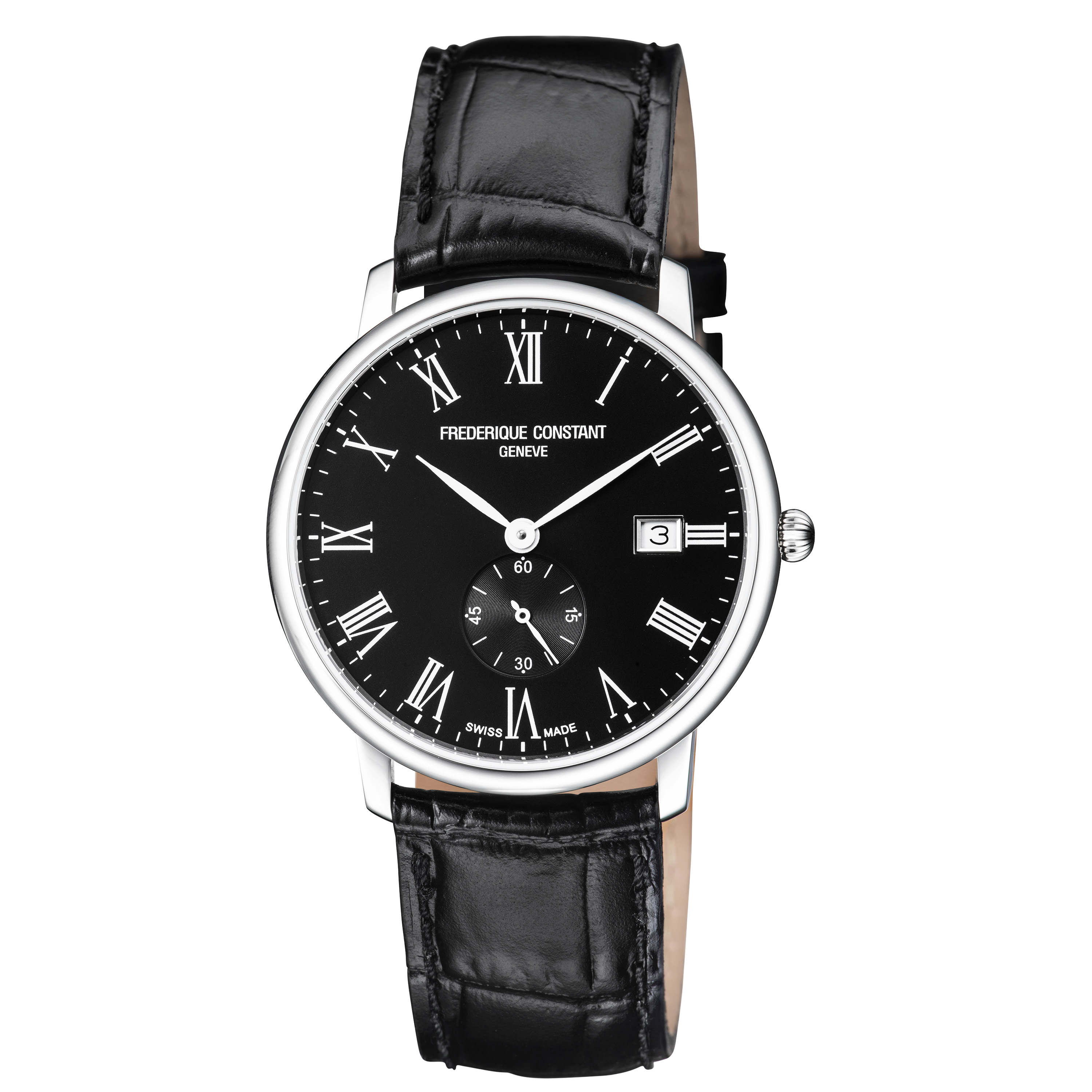 frederique constant slimline black dial men's watch