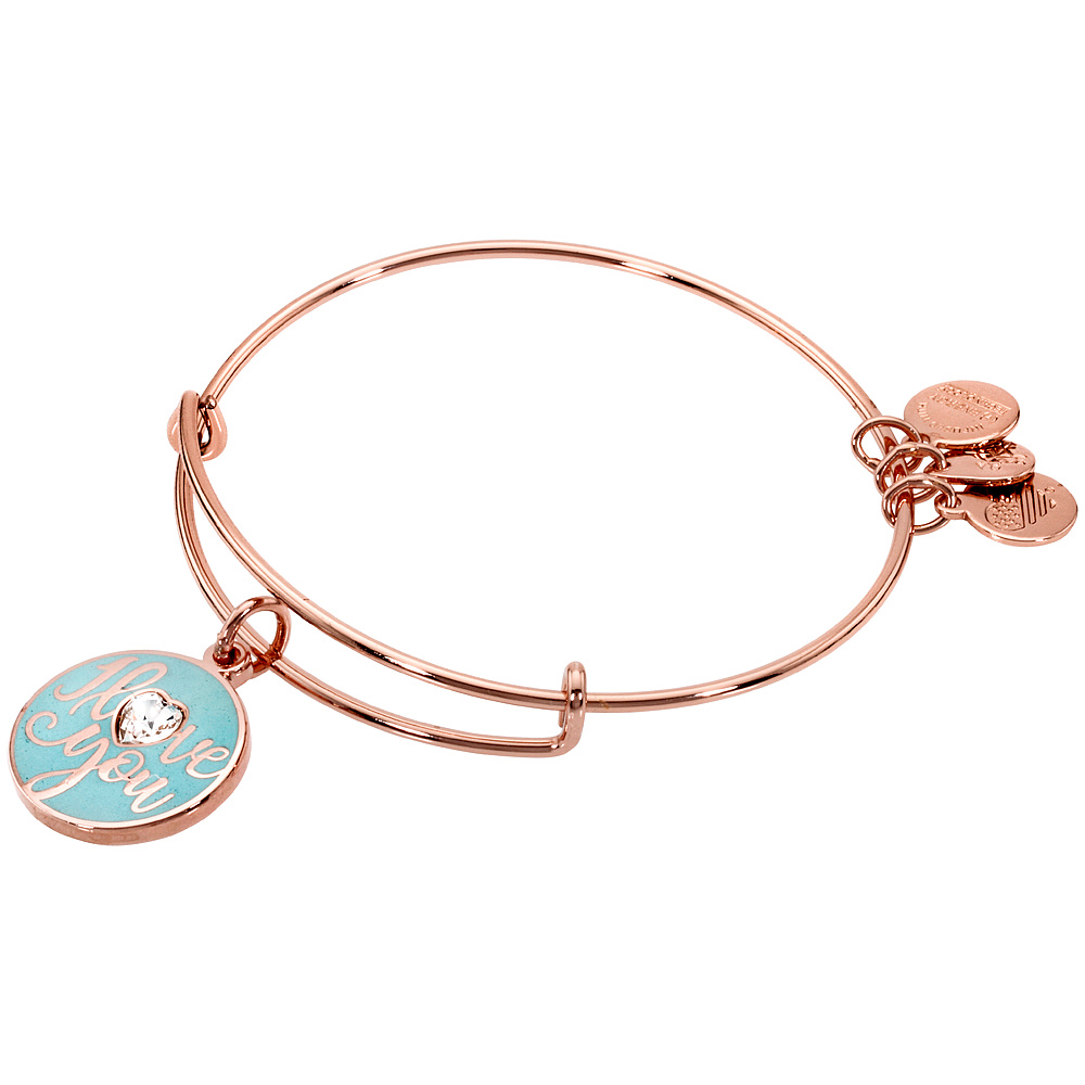 Alex And Ani I Love You Set Of 3 Shiny Rose Gold Bangle Bracelet