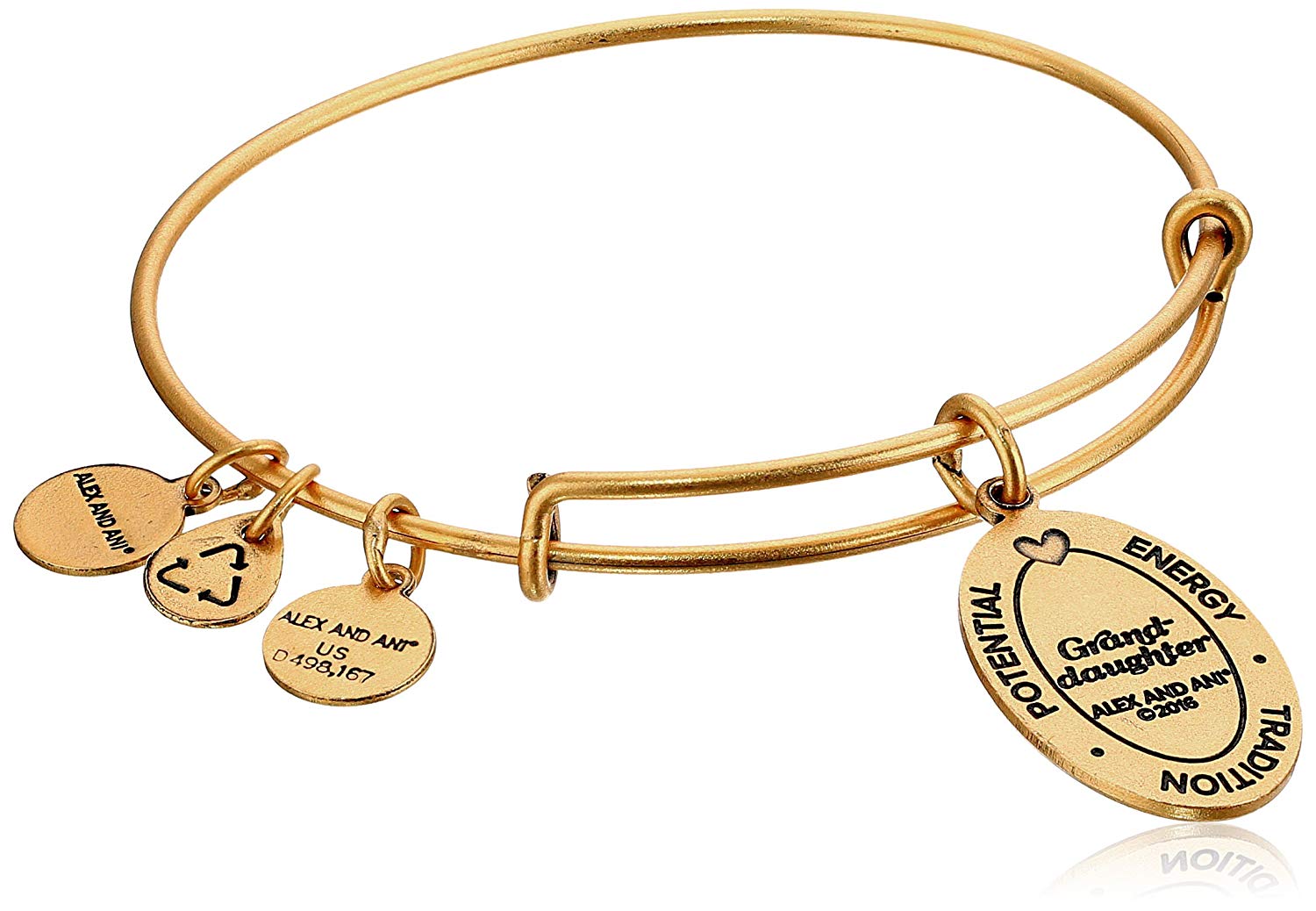 Alex And Ani Granddaughter Charm Rafaelian Gold Bangle Bracelet