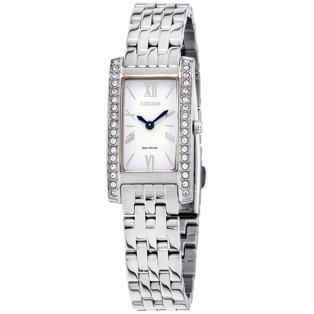 Citizen Silhouette Crystal Eco-Drive Movement White Dial Ladies Watch ...