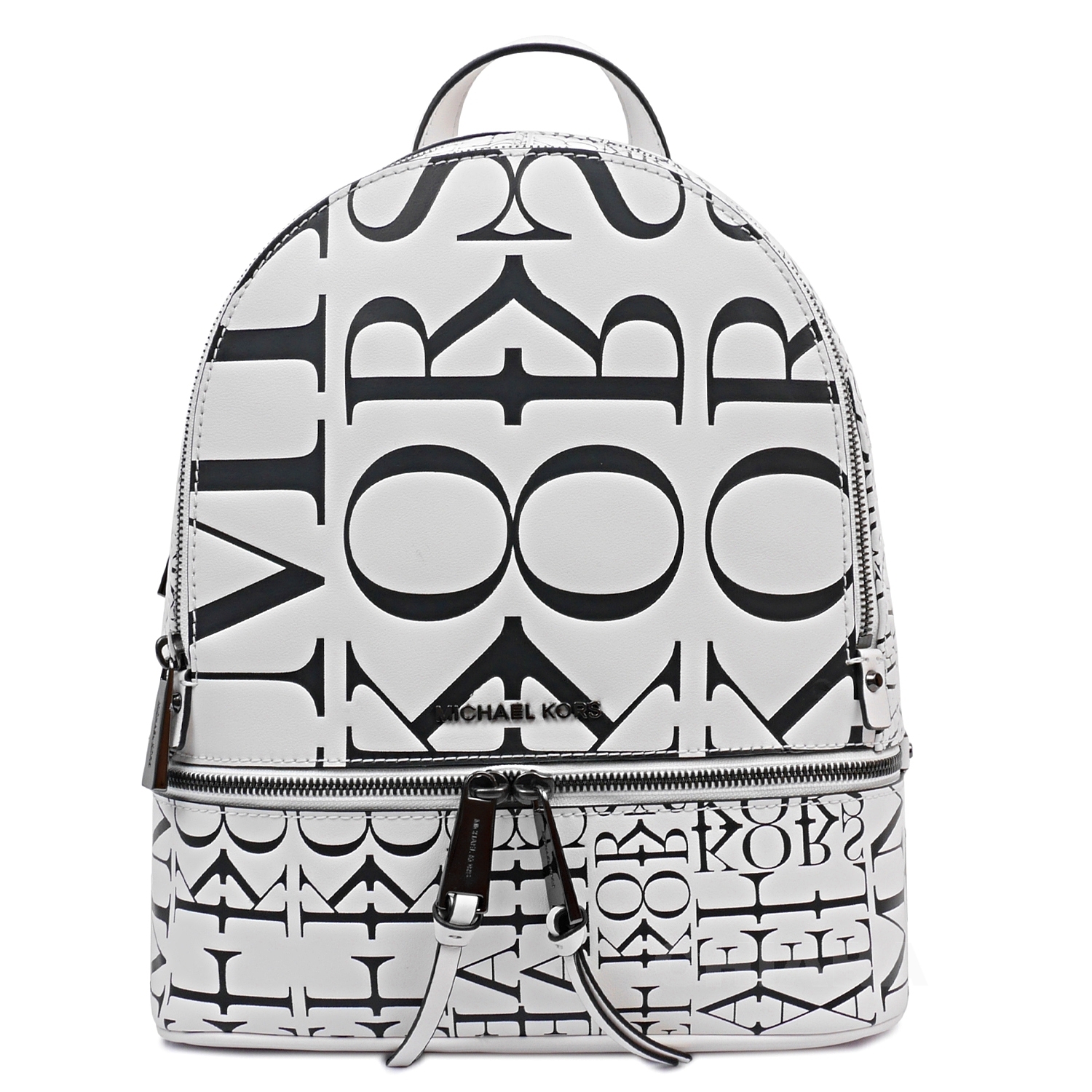 Michael Kors Rhea Ladies Optic White/Black Leather Backpack 30T9UEZB2Y ...