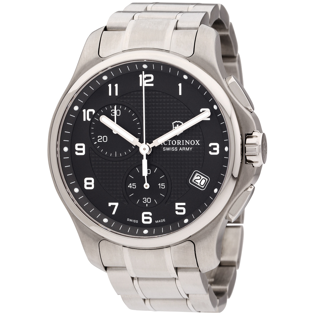 victorinox men's chronograph officer stainless steel bracelet watch 42mm