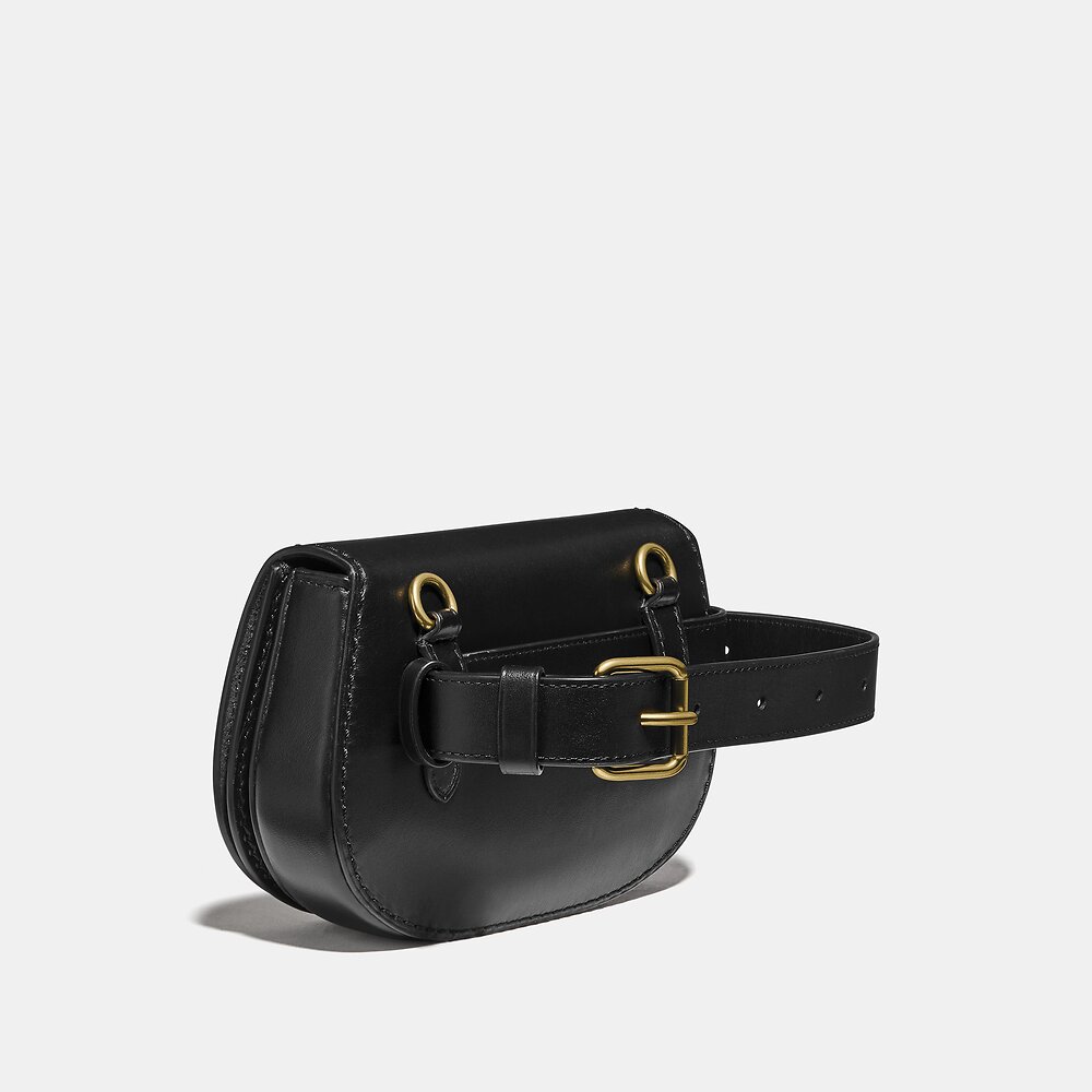 Coach Saddle Ladies Small Black Leather Belt Bag 76216 B4/BK ...