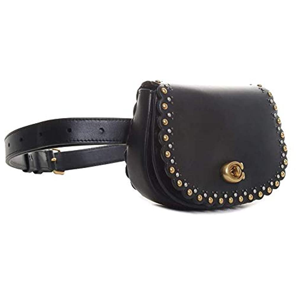 Coach Scallop Rivets Saddle Ladies Small Black Leather Belt Bag 76263 B4/BK | eBay