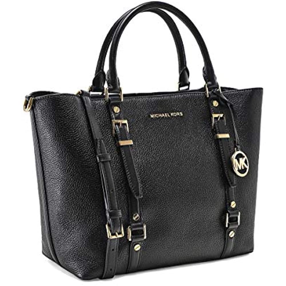 large leather handbag with compartments