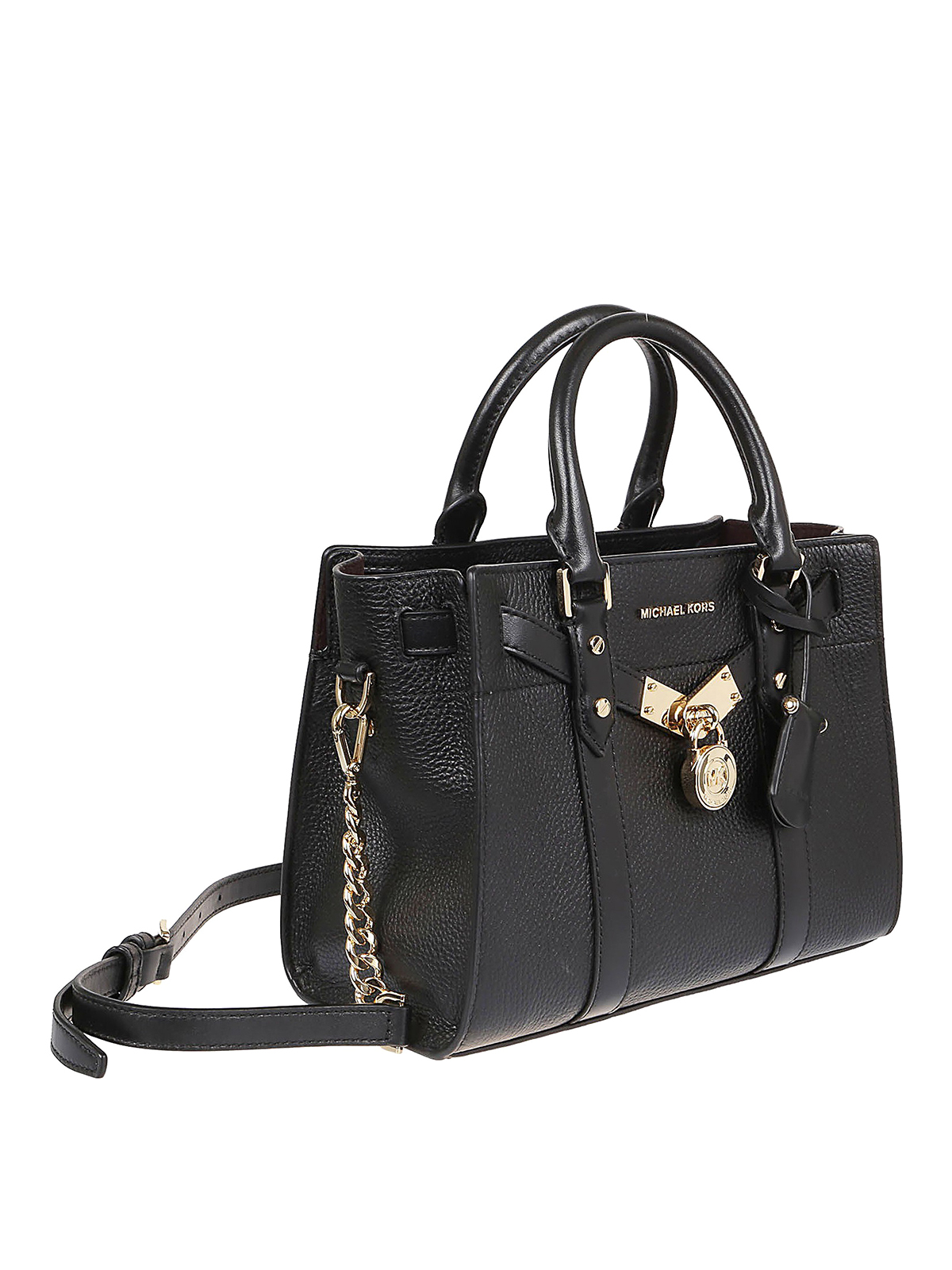 Michael Kors Nouveau Hamilton Ladies Small Black Leather Tote Bag ...