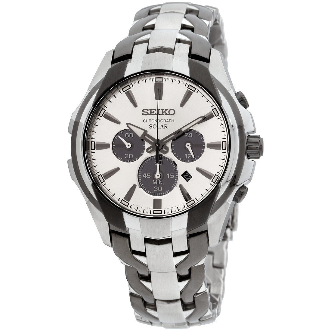 seiko silver tone solar men's watch