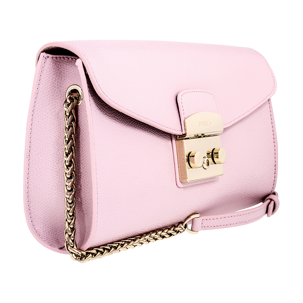 Furla Metropolis Ladies Small Pink Textured Leather Crossbody Bag ...