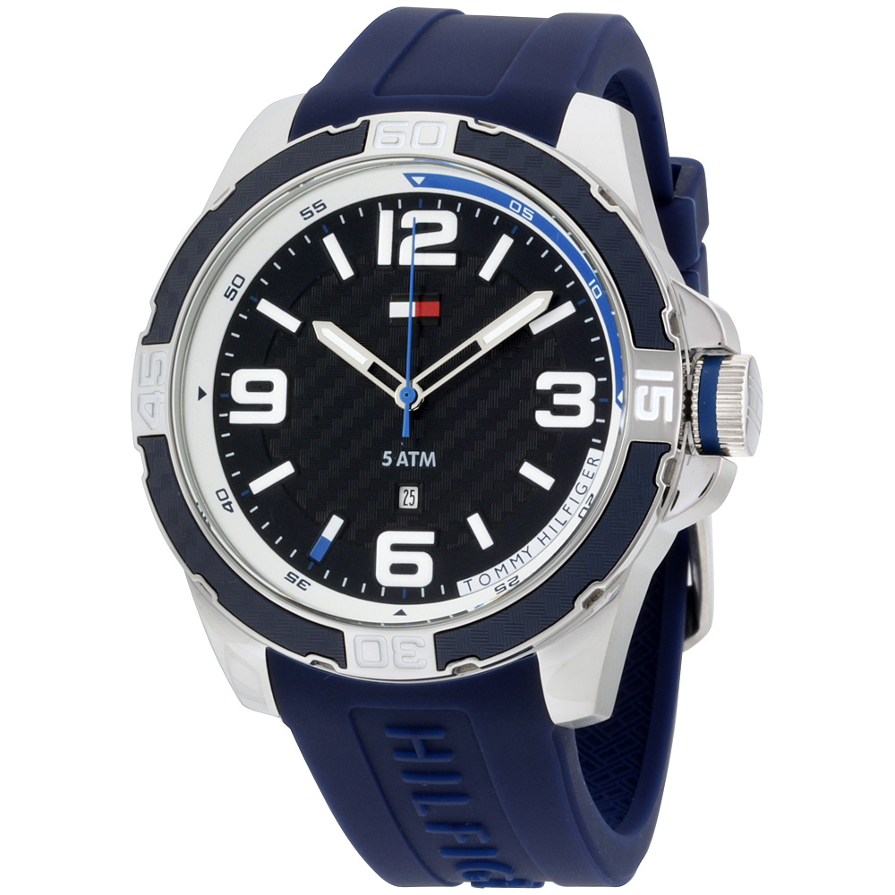 tommy hilfiger men's blue silicone strap watch