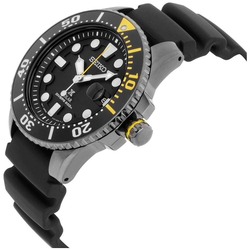 seiko prospex divers solar mens black silicone watch sne441