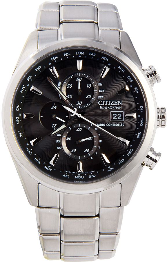 Citizen World Chronograph A-T Eco-Drive Black Dial Men's Watch AT8010 ...