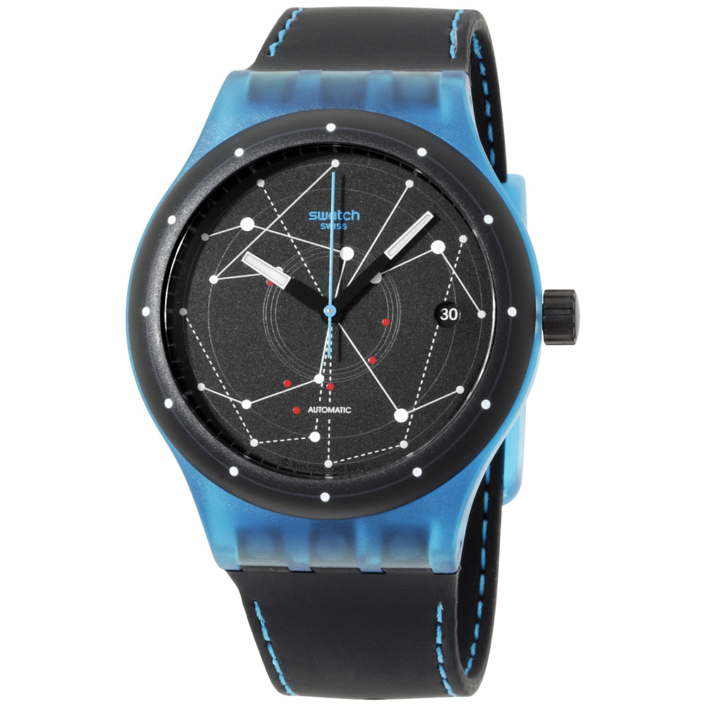 Swatch Originals Sistem Blue Black Dial Silicone Strap Unisex Watch ...