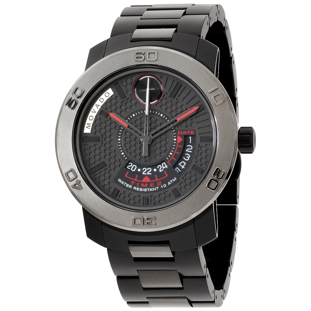 Movado Swiss Bold Black Stainless Steel Bracelet Date Men's Watch