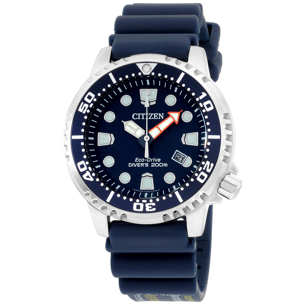 citizen promaster diver blue rubber strap watch