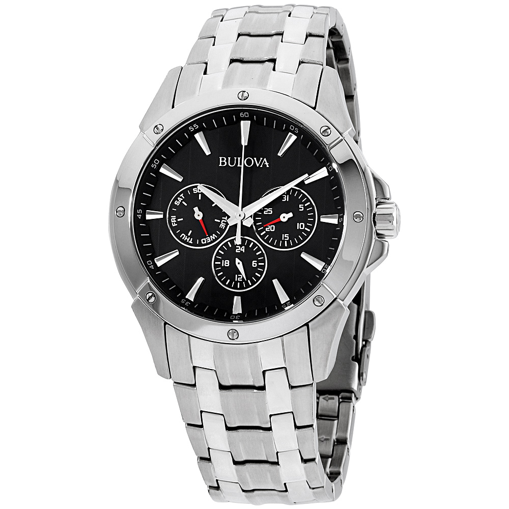 Bulova Classic Black Dial Stainless Steel Men's Watch 96C107 ...