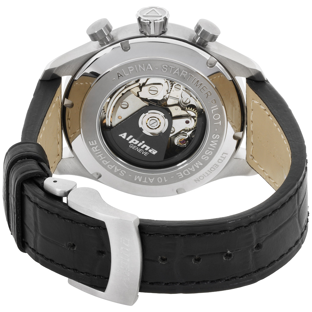 Alpina Startimer Pilot Black Dial Leather Strap Men's Watch AL860B4S6 ...