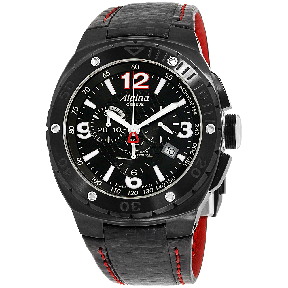 Alpina Racing Black Dial Leather Strap Men's Watch AL352LBR5FBAR6 ...