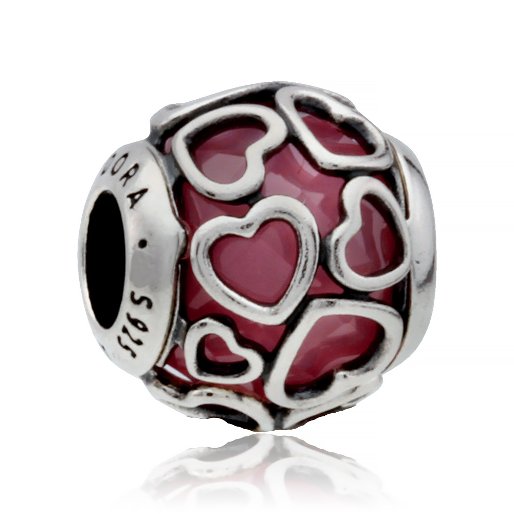 Pandora Encased in Love Silver Charm with Pink Cubic Zirconia 792036PCZ ...